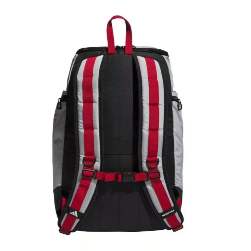 adidas Nebraska Cornhuskers 5-Star Team 2 Laptop Backpack 14 x 9 x 20 Gray Red